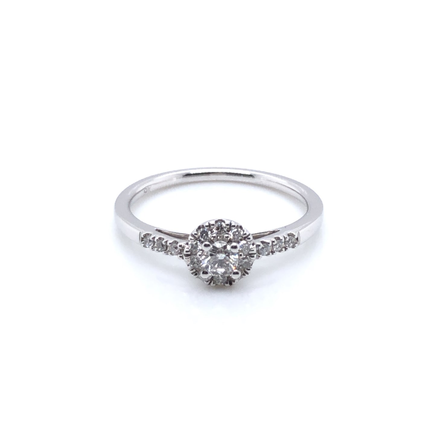 9ct White Gold Diamond Halo 0.30ct Engagement Ring