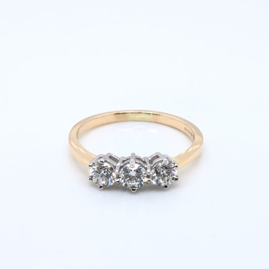 18ct Gold  Diamond Trilogy  0.75ct Si Ring Z10/12