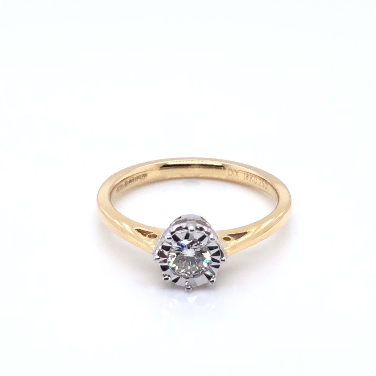 18ct Gold Diamond Illusion Solitaire 0.25ct Ring z11/10