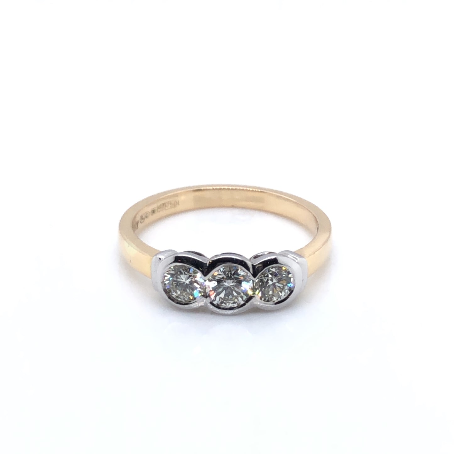 18ct Gold Diamond Trilogy Rubover 0.65ct Ring