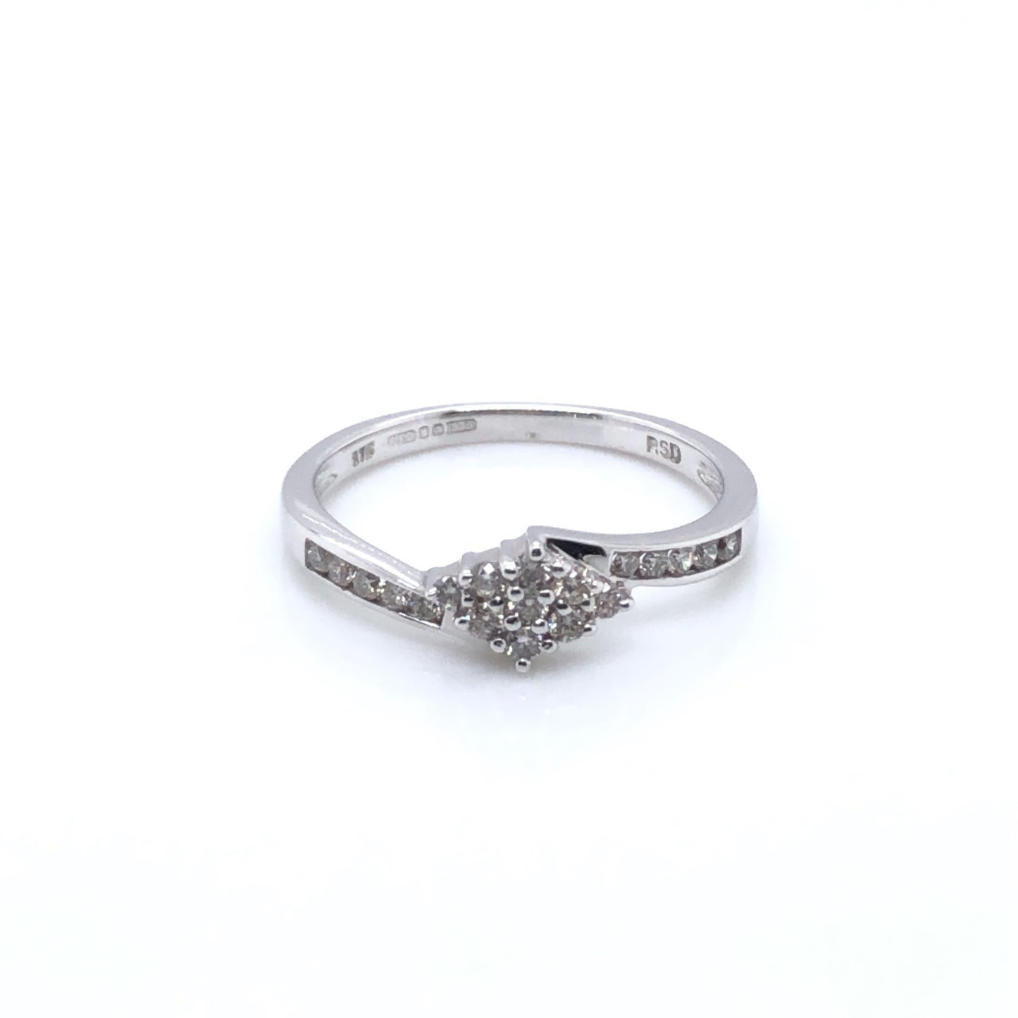 9ct White Gold Diamond Crossover 0.21ct Ring Z111