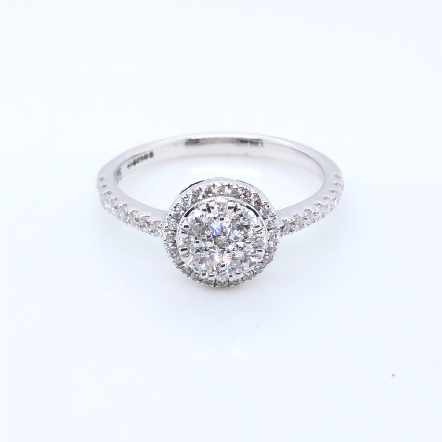 9ct White Gold Diamond 0.60ct Halo Ring