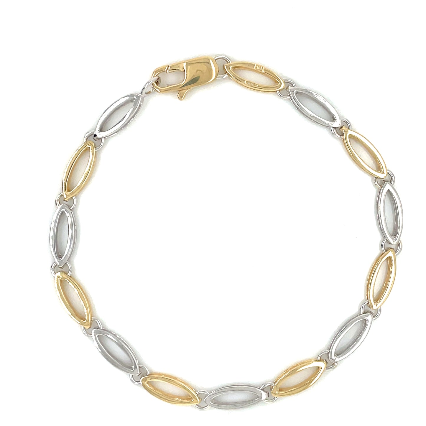 9ct Gold Two-tone Open Eye Link Bracelet GB416