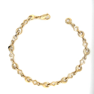9ct Gold Round & Diamond Link Bracelet GB434