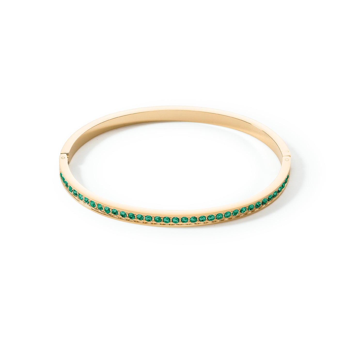 COEUR DE LION Bangle stainless steel & crystals gold dark green 0127330549