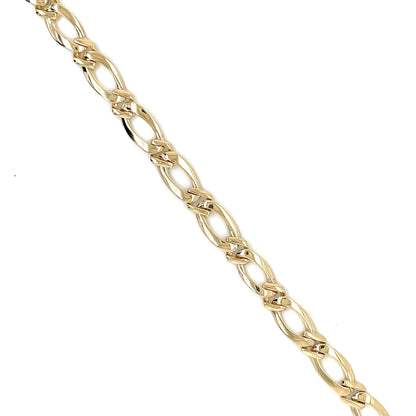 9ct Gold Figaro 1 + 1 Bracelet GB420