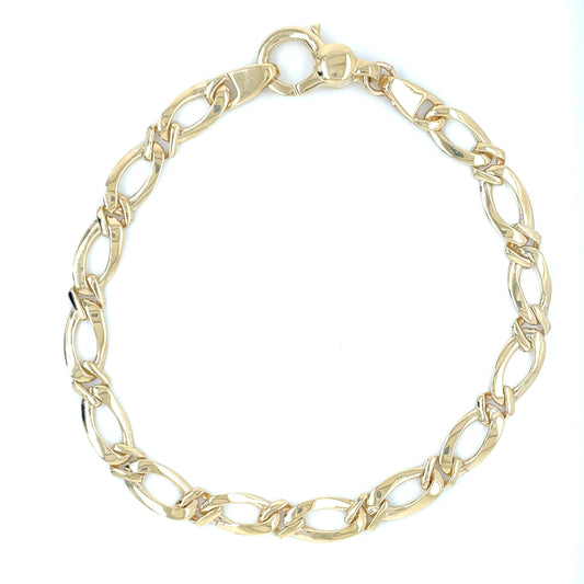 9ct Gold Figaro 1 + 1 Bracelet GB420