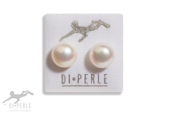 Di-Perle Freshwater Pearl White Bouton Stud Earrings 03112110