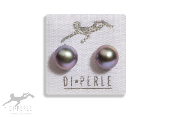 Di-Perle Freshwater Pearl Grey Bouton Stud Earrings 04102117