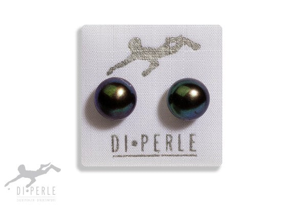 Di-Perle Freshwater Pearl Peacock Bouton Stud Earrings 04102118