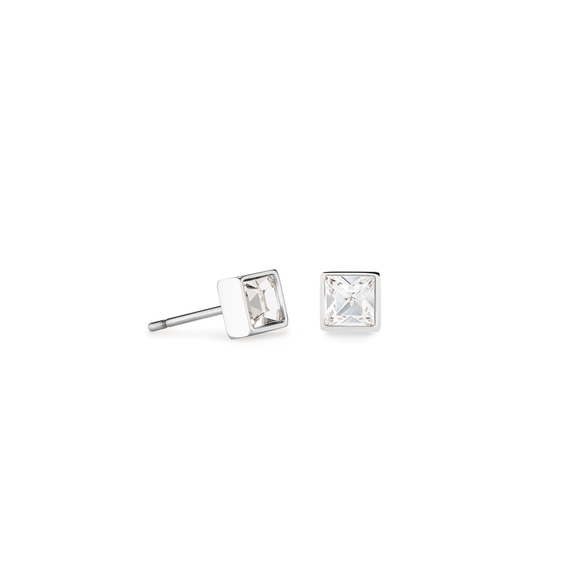 COEUR DE LION Brilliant Square small earrings silver crystal 0501211817