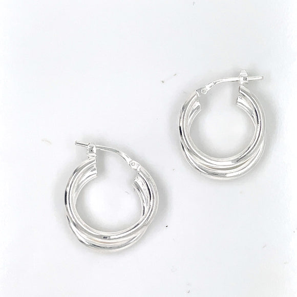 Sterling Silver 18mm Double Hoop Earrings 100C