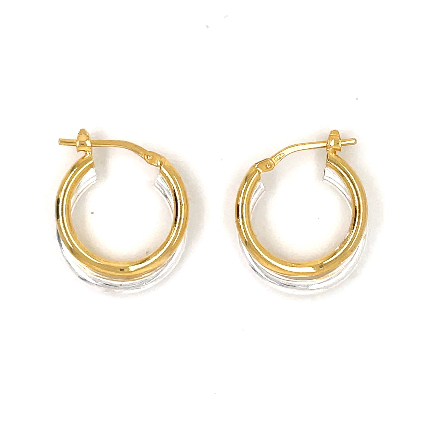 Sterling Silver 20mm Two-tone Double Hoop Earrings 101C