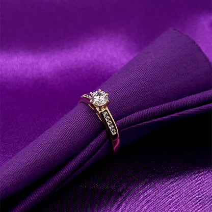 9ct Yellow Gold CZ Solitaire Ring GRZ391