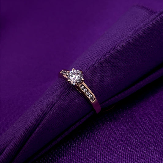 9ct Yellow Gold CZ Solitaire Ring GRZ391