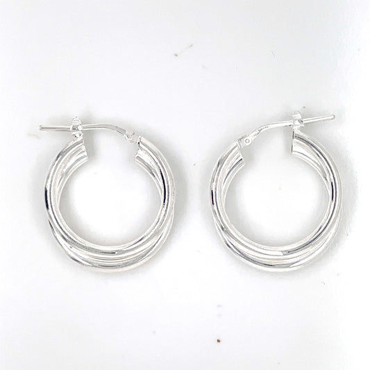 Sterling Silver 22mm Double Hoop Earrings 102C
