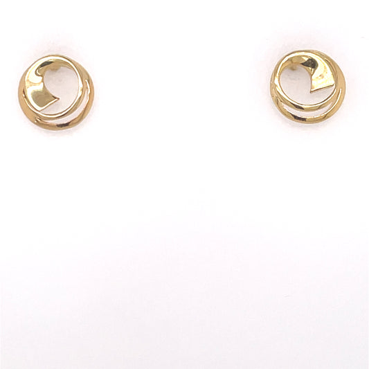 9ct Gold Double Swirl Stud  Earrings GE975