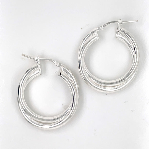 Sterling Silver 25mm Double Hoop Earrings 105C