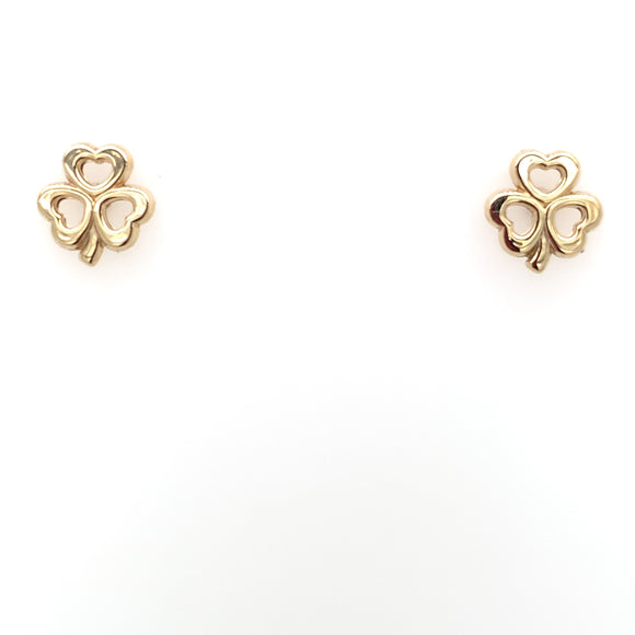 9ct Gold Neat Shamrock Stud Earrings GE877