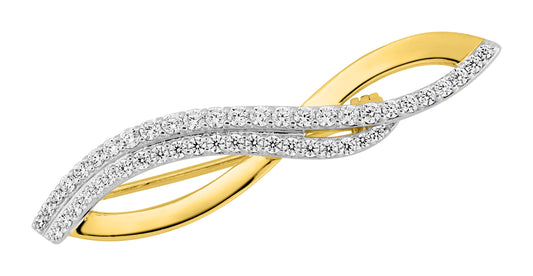 Bijoux D'Or 18ct Gold-Plated CZ Twist Brooch 108047