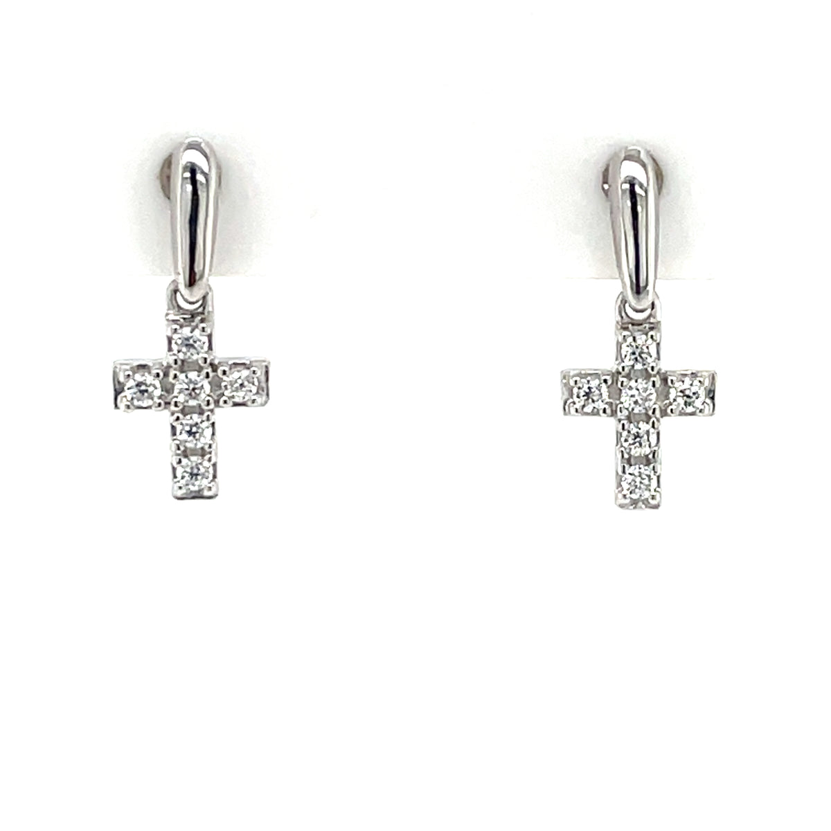 Sterling Silver CZ Cross Drop Earrings SE108