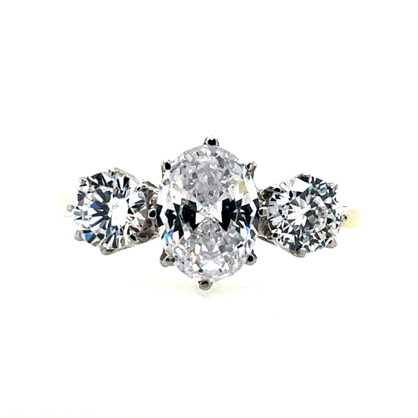 9ct Gold Oval & Round CZ Trilogy  Ring GRZ293