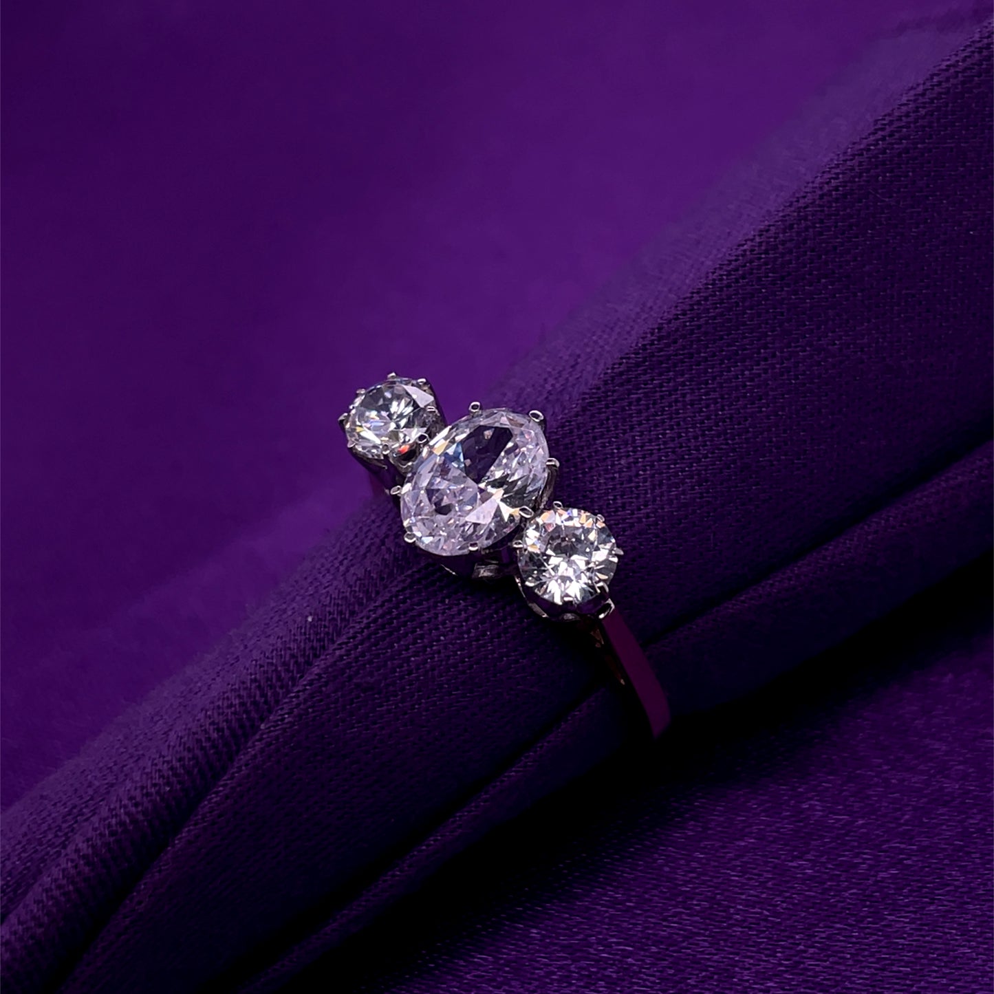 9ct Gold Oval & Round CZ Trilogy  Ring GRZ293