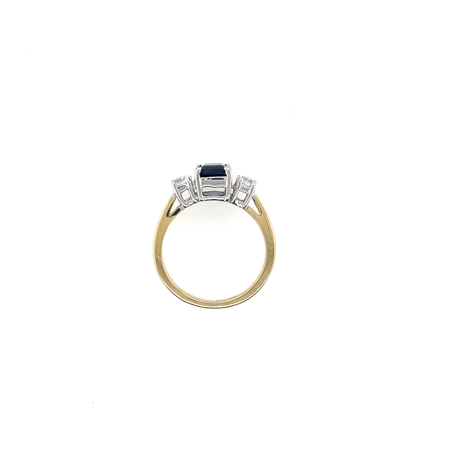 9ct Gold Rectangular Created Sapphire & CZ Ring GRS286