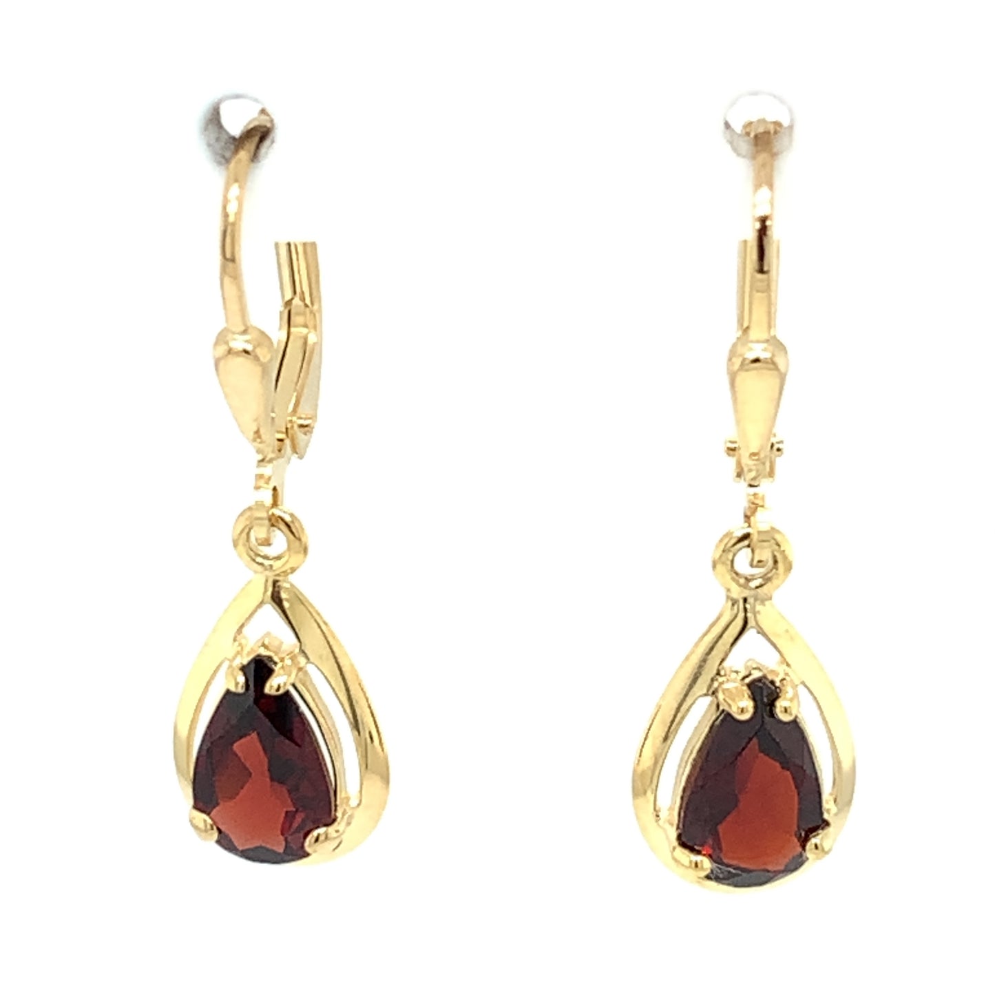 9ct Gold Garnet Teardrop Drop Earrings GEX144