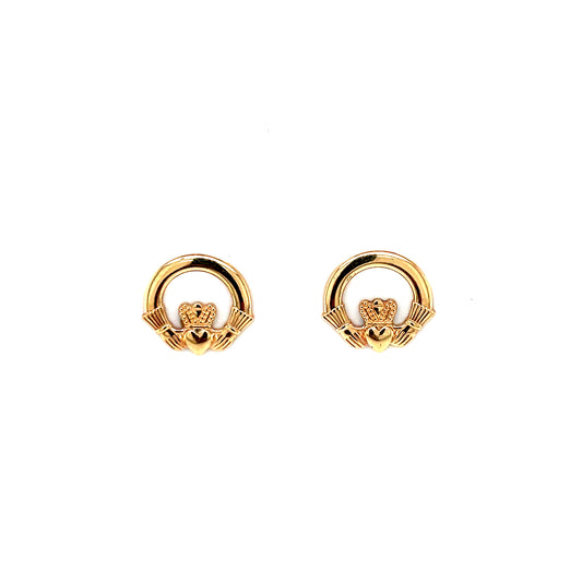 9ct Gold Claddagh 10mm Stud Earrings GE1023