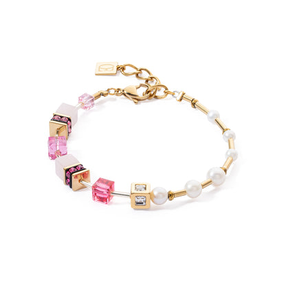 COEUR DE LION Bracelet GeoCUBE® Fusion Precious Pearl Mix gold-pink 1122300416