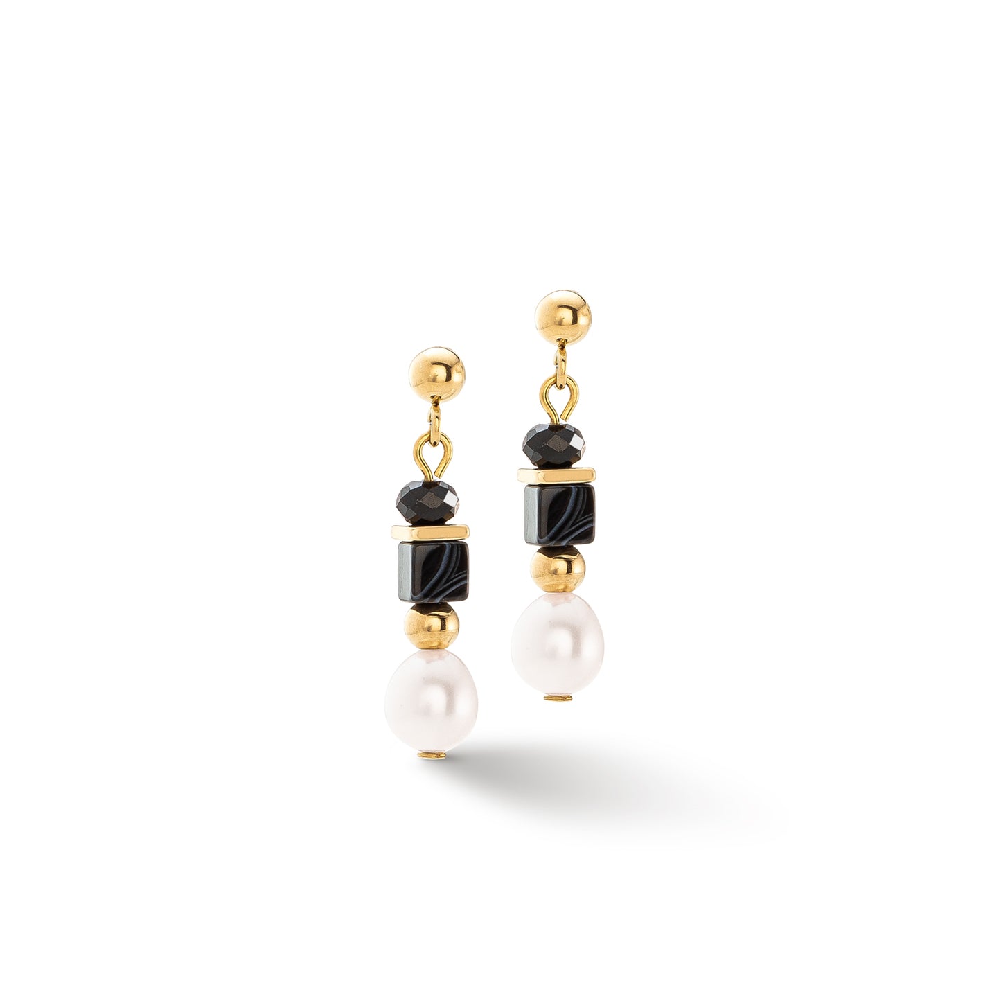 COEUR DE LION Pearls & Onyx earrings gold 1132211314