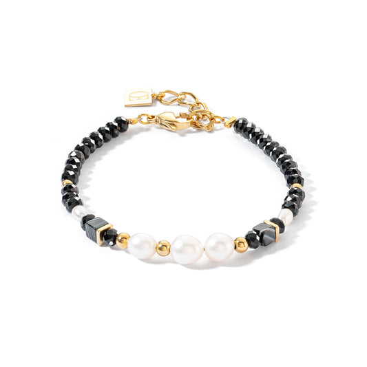 COEUR DE LION Pearls & onyx bracelet gold 1132301314