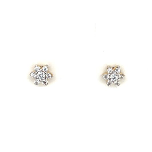 9ct Gold Tiny CZ Cluster Stud Earrings GEZ755