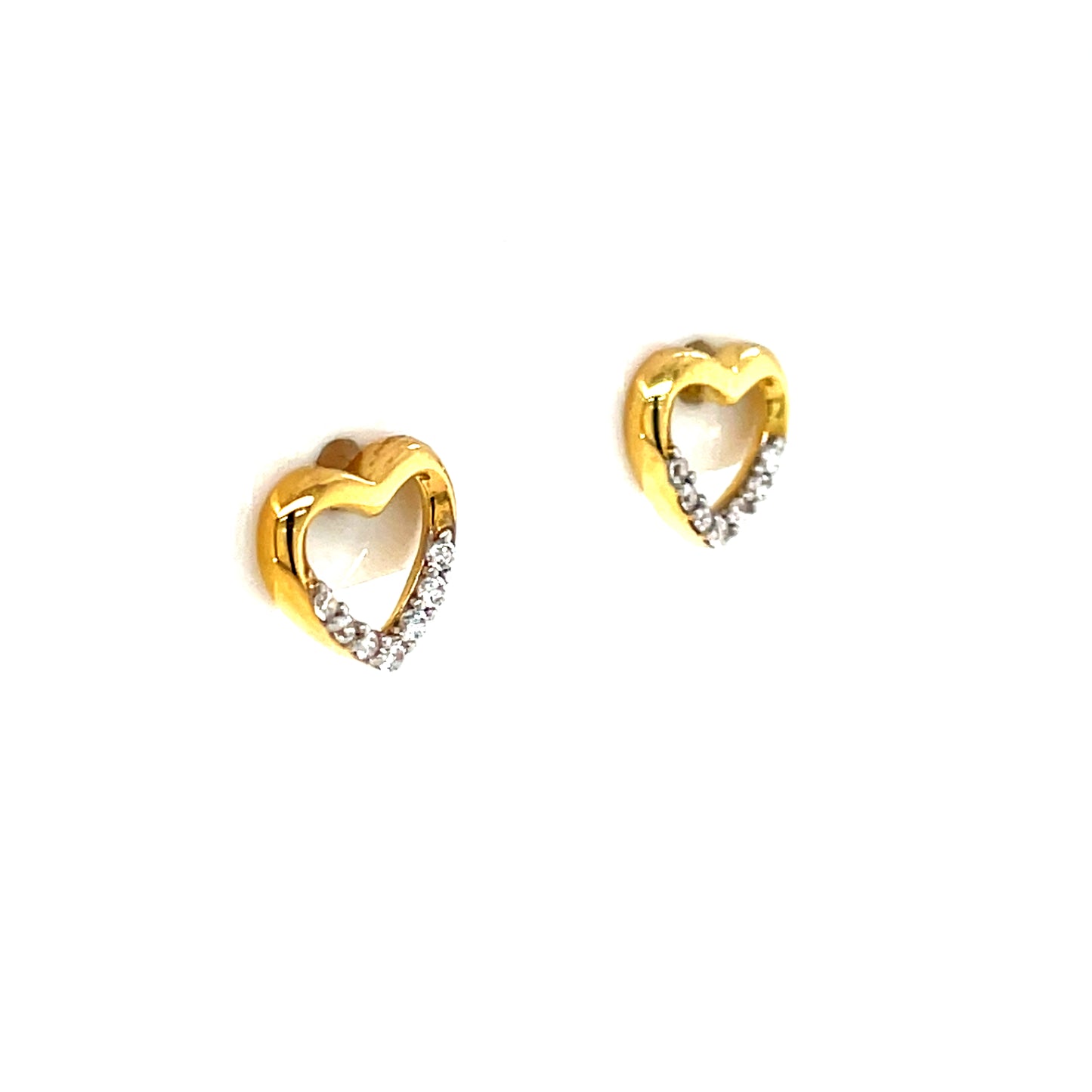 9ct Gold CZ Heart Stud Earrings GEZ762
