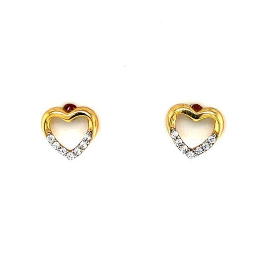 9ct Gold CZ Heart Stud Earrings GEZ762
