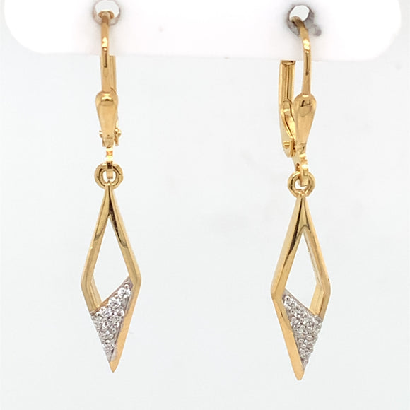 9ct Gold CZ Long Diamond Shape Drop Earrings GEZ662