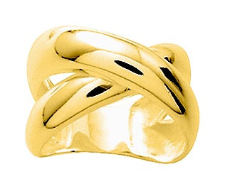 Bijoux D'Or 18ct Gold-Plated Chunky Crossover Ring 117012
