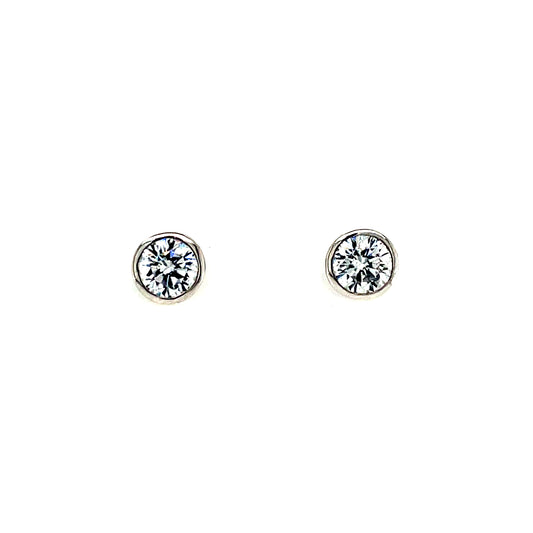 Sterling Silver CZ Rubover Stud Earrings SE120