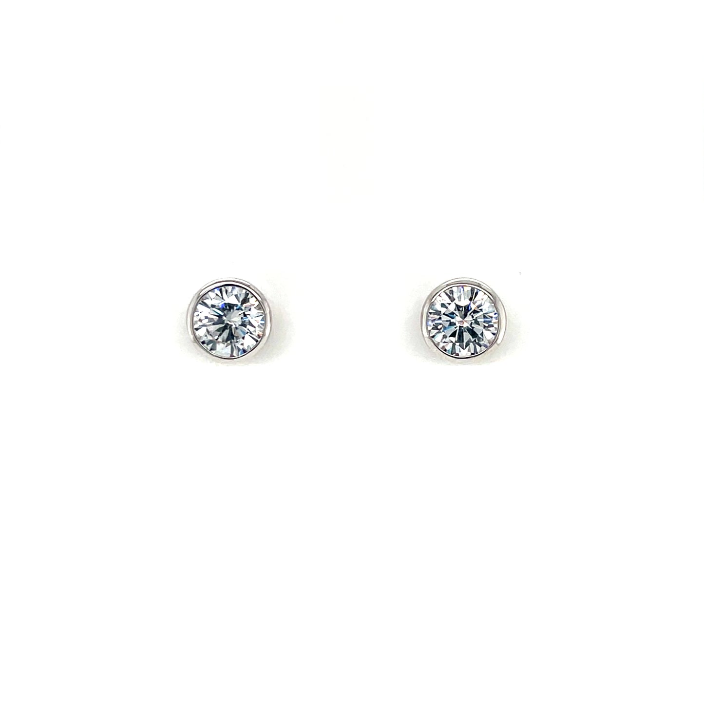 Sterling Silver CZ Rubover Stud Earrings SE120/A