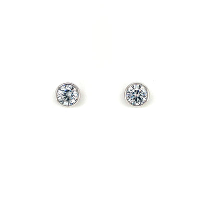 Sterling Silver CZ Rubover Stud Earrings SE120/A