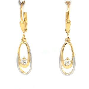 9ct Gold CZ Ovals Drop Earrings GEZ663