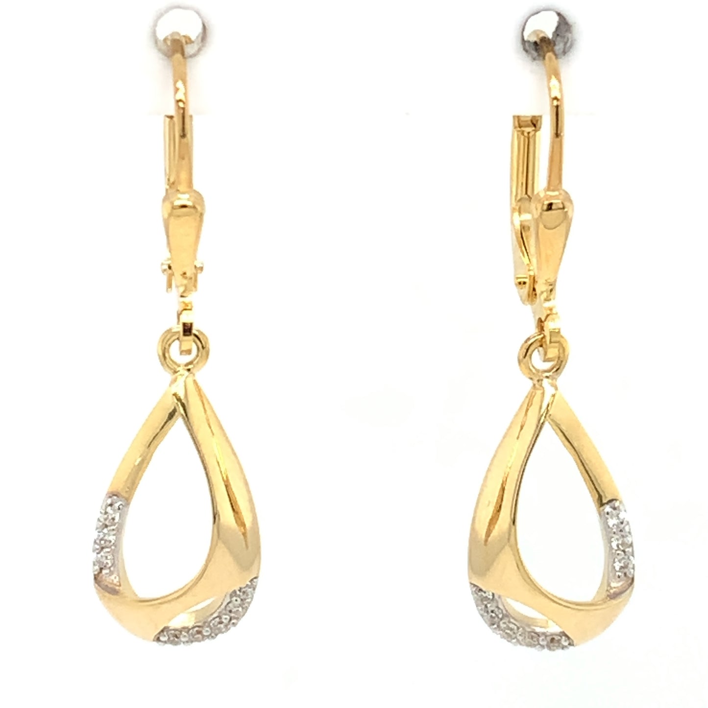 9ct Gold CZ Teardrop Drop Earrings GEZ664