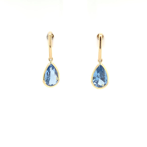 9ct Gold Blue Topaz Drop Earrings GEX151