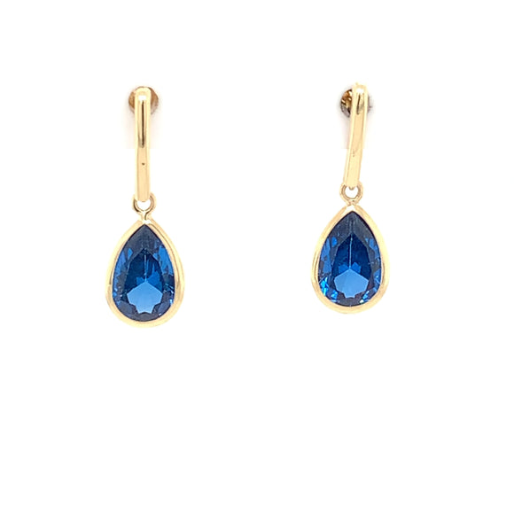 9ct Gold Sapphire CZ Drop Earrings GES099