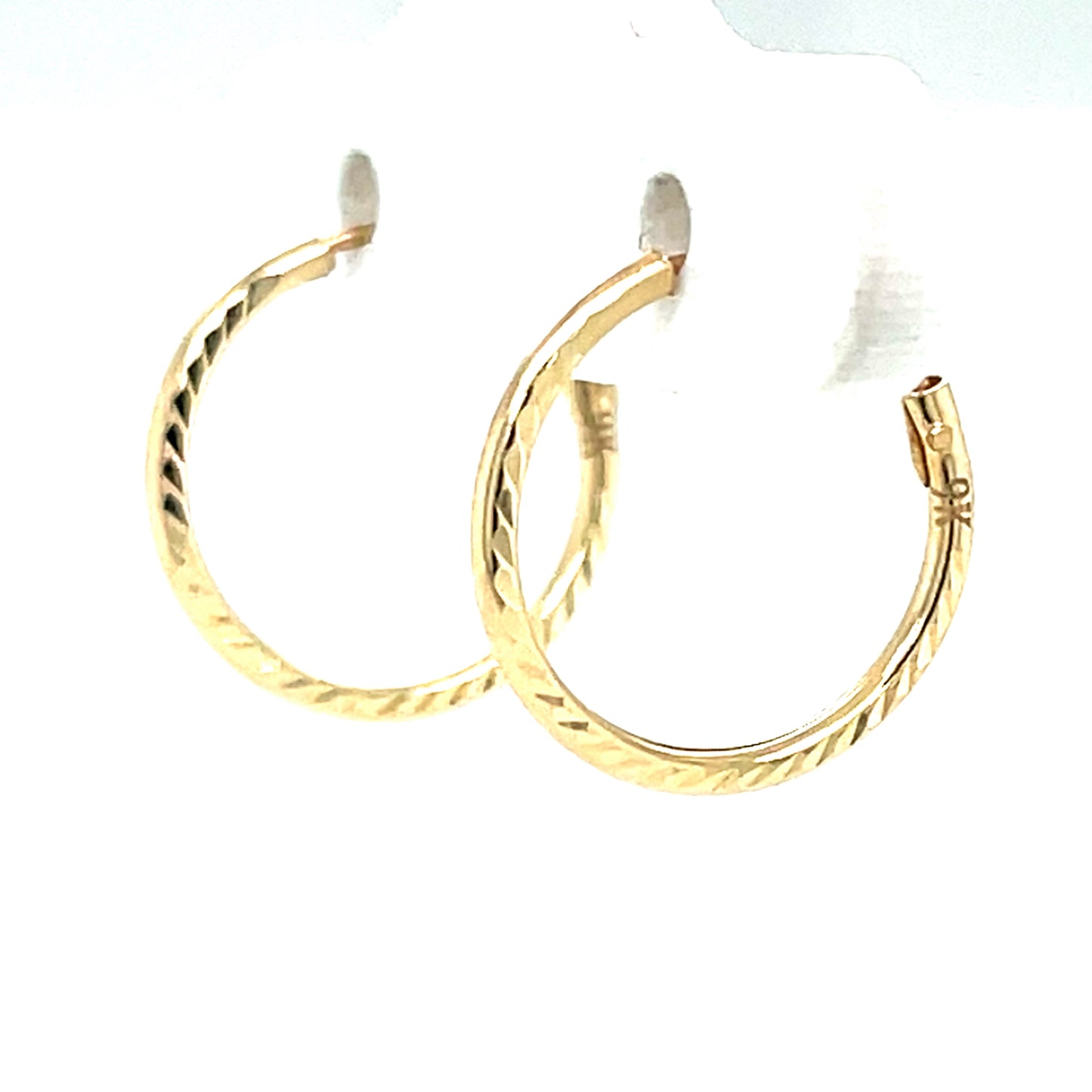 9ct Gold 13mm Diamond-cut Sleeper Earrings GE1074