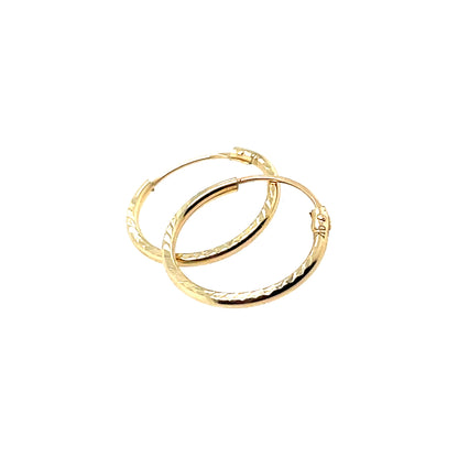 9ct Gold 13mm Diamond-cut Sleeper Earrings GE1074