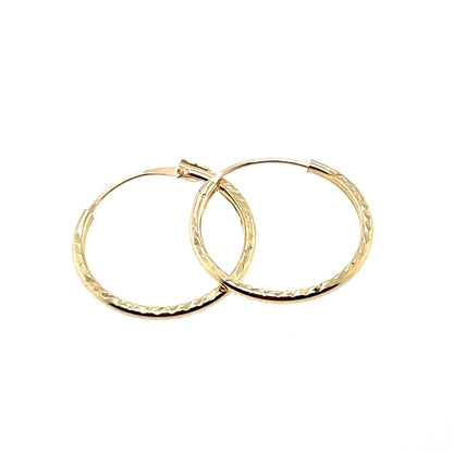 9ct Gold 15mm Diamond-cut Sleeper Earrings GE1075