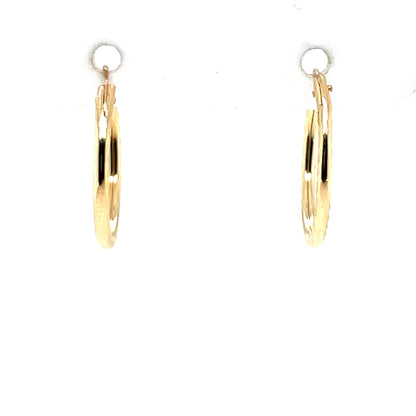 9ct Gold 15mm Diamond-cut Sleeper Earrings GE1075