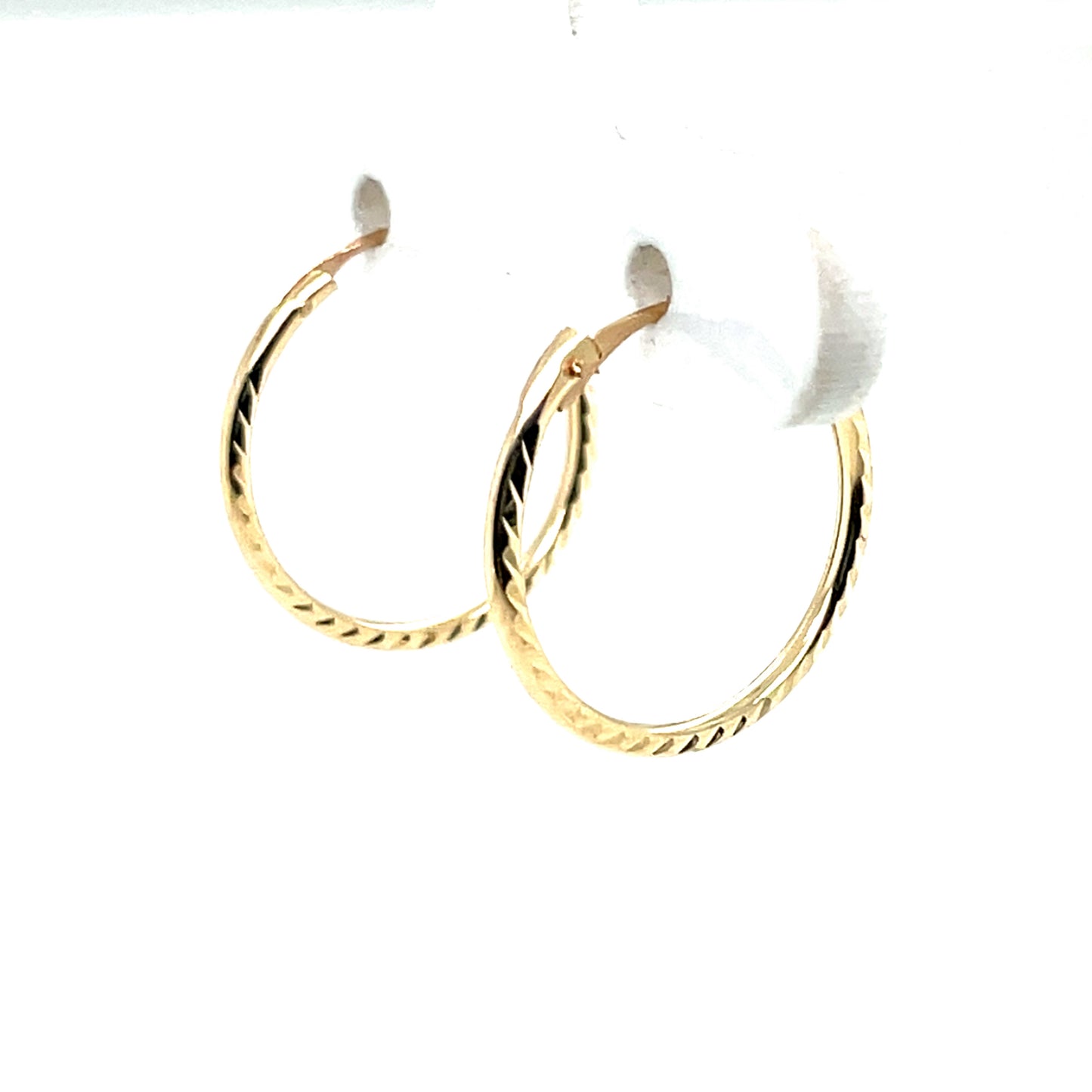9ct Gold 15mm Diamond-cut Sleeper Earrings GE1075